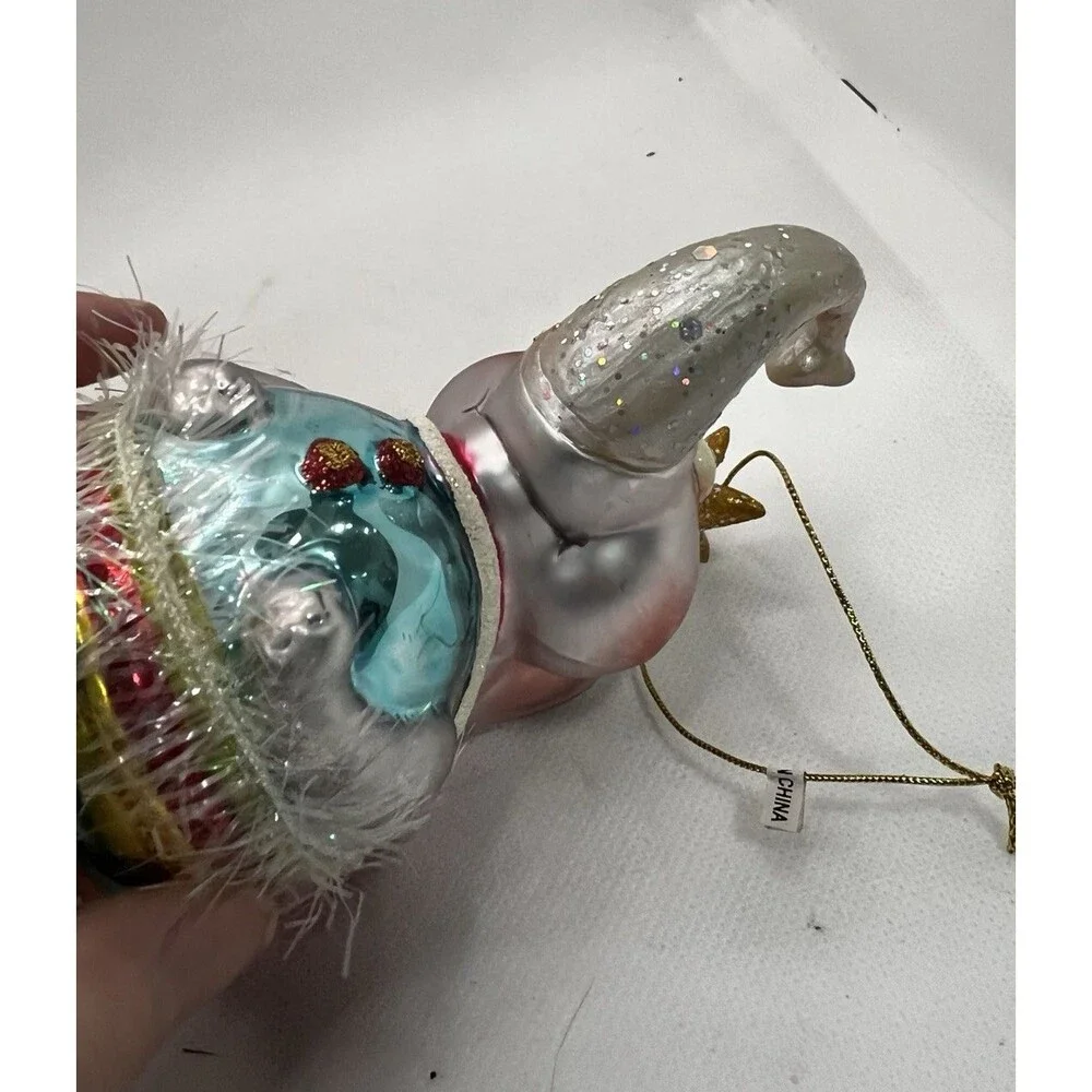 Glass Christmas ornament elephant with hat cape colorful approx 5